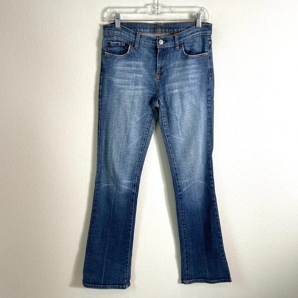 7 For All Mankind Womens 28 Bootcut Jeans Blue Denim Cotton Stretch